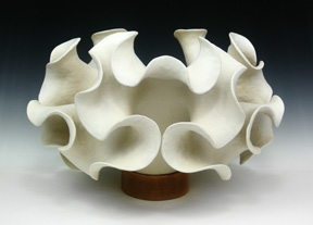 Organic-looking ceramic sculpture based on a fractal curve, second view.