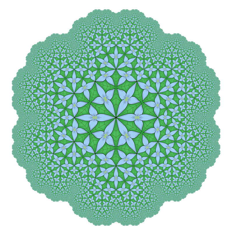 Fractal tessellation of flowers and leaves.