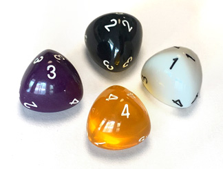 Photo of orbiform d4 dice